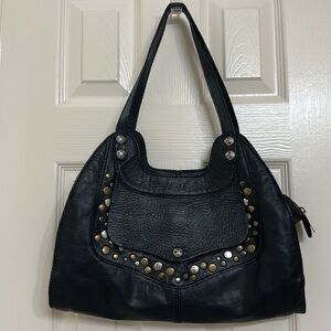 Patricia Nash Black Leather Studded Bag